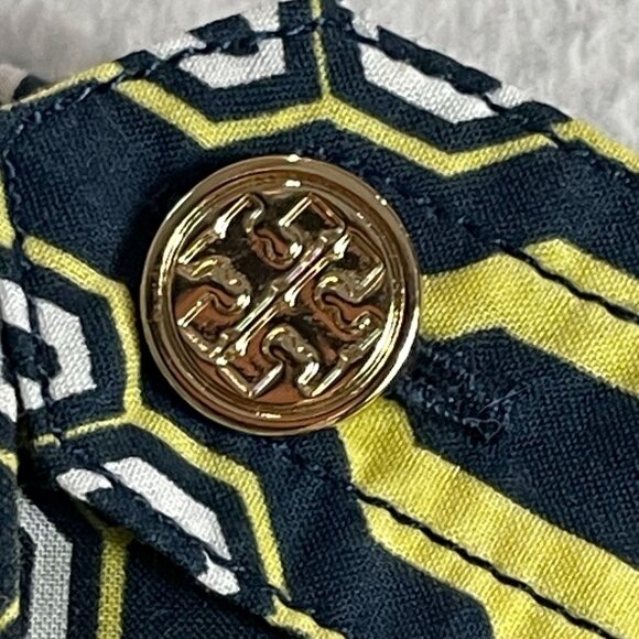 Tory Burch Womens 12 Geometric Print Button Up Shirt Long Sleeve Blouse Top - Picture 10 of 12